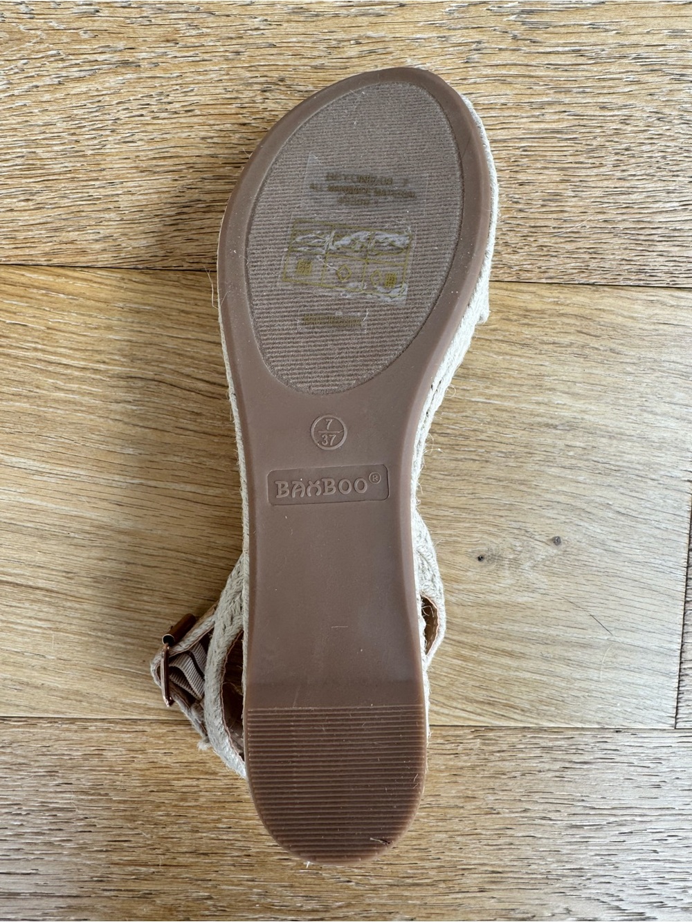 [Never Worn] BAMBOO Natural Beige Woven Espadrille Wedge Sandal - Picture 4 of 5